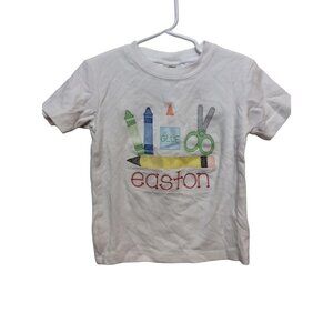 Blanke Boutique Boy Tshirt Easton Short Sleeve Crayon Pencil Scissor Size 4T Whi